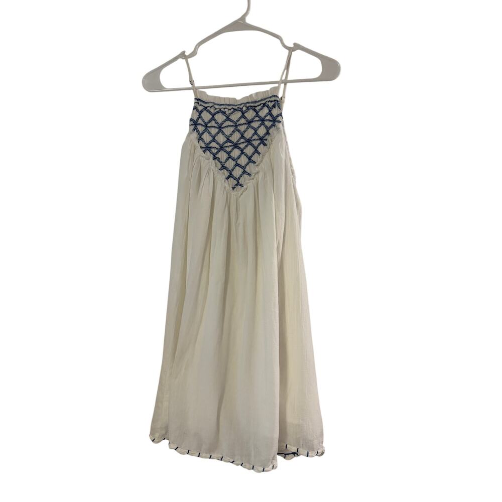 Free People Tank Top XS White Embroidered Boho Flowy Sleeveless Cami
